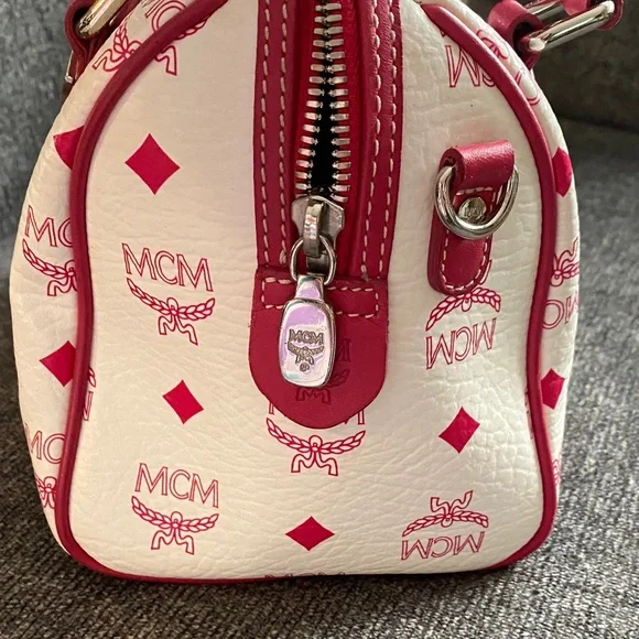 Authentic MCM Mini White and Red Satchel Bag - Picture 5 of 12